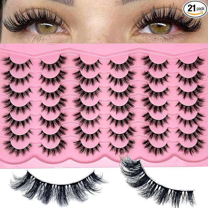 Wispy Lashes Cat Eye 16mm Short False Eyelashes Natural Look Clear Band Natural C Curl Strip Lashes Pack