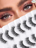 Wispy Lashes False Eyelashes Natural 16mm Fluffy Eyelashes Strip Lashes Pack 3D Volume Lashes 0.1MM Extra Thin Cotton Band Fake Eyelashes Soft Full Lashes C Curl Lashes Pack Siligli 7 Pair