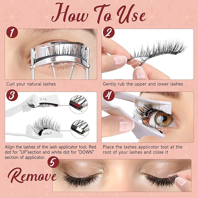 Higu clace Magnetic Eyelashes with Applicator 2 Pairs Magnetic Lashes Natural Look Wispy Magnet Lashes Easy to Wear and Remove（DJCX-A+B02)