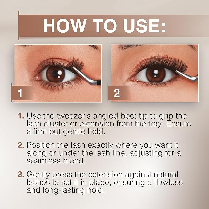 Ardell Pre-Mapped Lash Applicator Tool - 40° Curved Eyelash Tweezers for Precision and Comfort, Easy Application