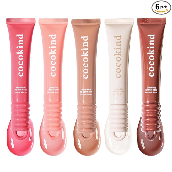 Cocokind Ceramide Lip Blur Balm Variety Pack, Hydrating Lip Balm with Ceramides & Peptides, Made for Sensitive Skin & Lips, Unflavored & Fragrance-Free - 6 pack