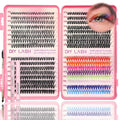 Lash Clusters Kit, 560 Pcs Eyelashes Clusters Kit 9-16mm Individual Lash Extension Kit D Curl Fluffy Wispy False Eyelashes (30D+40D+50D+40D Colored, Lash Clusters Kit)