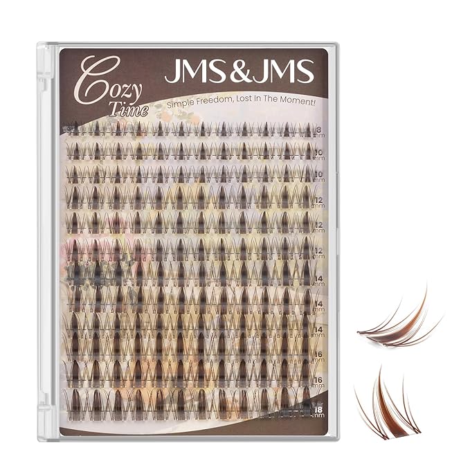 JMS&JMS Brown Fairy Lash Clusters, Brown Spiky Wispy Natural Eyelash Clusters, Anime Manga eyelash clusters, Invisible Band Fairy Lashes (C-8-18Mix)