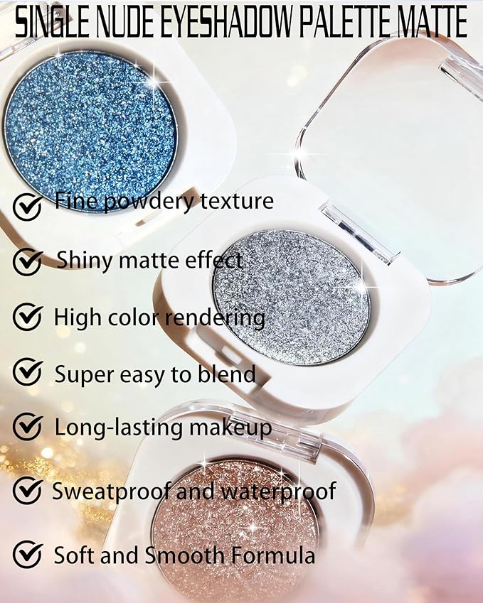 Single Nude Eyeshadow Palette Matte Brown,Smooth Velvet Pressed Powder Eye Shadow &Eyebrow,Longwear High Pigment Mini Monochrome Eyeshadow Lightweight Blendable Formula Women Daily Makeup-08