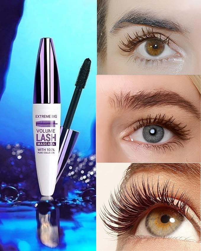 5D Waterproof Mascara Black Brown Volume and Length-2Pcs Fiber Lash Extensions Tubing Colored Mascara for Eyelashes, Longlasting Curling Colorful Mascaras,Mother's Day Eye Makeup Gift for Women Girl