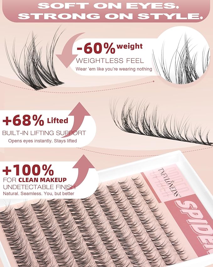 Spider Lash Clusters Wispy Fluffy Eyelash Clusters Natural Cluster Eyelash Extensions Breeze Individual Lashes Clusters Clear Band Cluster Lashes Pestañas Postizas Naturales by TNFVLONEINS