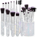 Nuogo 13 Pcs Rhinestone Makeup Brushes Set 12 Bling Crystal Professional Face Cosmetics Blending Liquid Foundation Powder Concealer Eye Shadows Make up Beauty Tool Glitter with 1 Holder