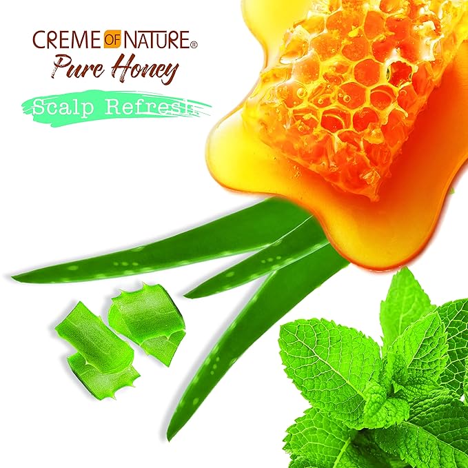 Creme of Nature Pure Honey Scalp Refresh Cleansing Scalp Treatment, No-Rinse Formula with Aloe, Mint & Honey, Dissolves Buildup & Refreshes Scalp, 8 oz