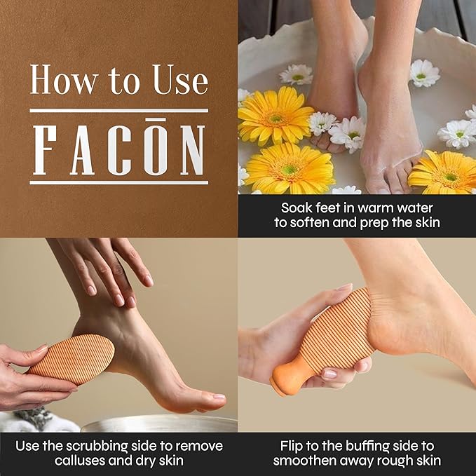 Facón Pumice Stone for Feet Callus Remover - Terra-Cotta Foot Scrubber with 2 Sides, 100% Pure Natural Foot Pumise Stone, Pedicure Pumice Stone Scrubber, Foot Exfoliator, Removes Calluses & Dead Skin