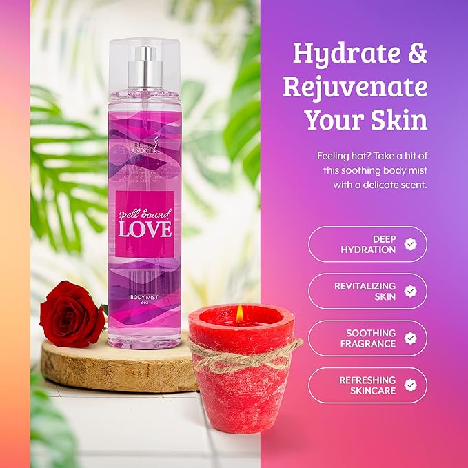 Home Spa Gift 10oz Deep Moisturizing Fragrance Body Lotion & 8 oz. Fine Fragrance Body Mist Set Luxury Self-Care Combo for Women and Girls (Spell Bound Love) – Mother's Day Gift for Mom