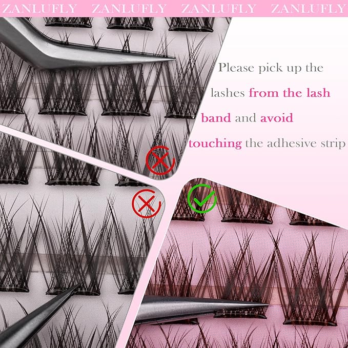 Self Adhesive Eyelashes Brown Self Adhesive Lash Clusters Natural No Glue Lashes Dark Brown Eyelash Extensions Pre-glued Eyelash Clusters Wispy Press on Individual Lashes 8-16mm by ZANLUFLY