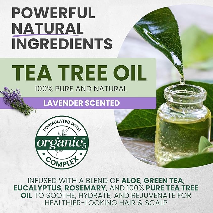 KESMEDIK Tea Tree Lavender Shampoo with Mint & Rosemary, Clarifying Deep Clean for Buildup, Dandruff & Cools Refreshes Itchy Scalp, Sulfate-Free for Oily Hair, Women & Men, 16 fl oz
