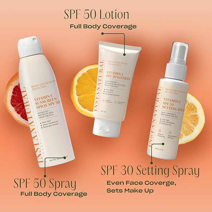 InstaNatural Skin Care Vitamin C SPF 50 Broad Spectrum Sunscreen Lotion, Lightweight, Non-Greasy Moisturizer for Body & Face, UVA, UVB Sunblock, with Aloe Vera & Botanicals, 5 Fl Ounce (Pack of 1)