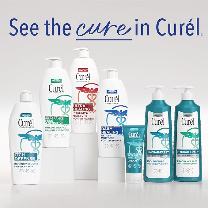 Curel Hydra Therapy In Shower Lotion, Wet Skin Moisturizer for Dry or Extra-dry Skin, with Advanced Ceramide Complex, 12 Oz, Pack of 2