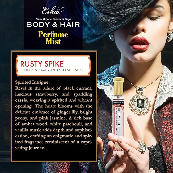 Esha Body & Hair Perfume Mist - Eau de Parfum for Women - Infused with Betaine - Berry with Bright Peony - Clean and Fresh - (RUSTY SPIKE)