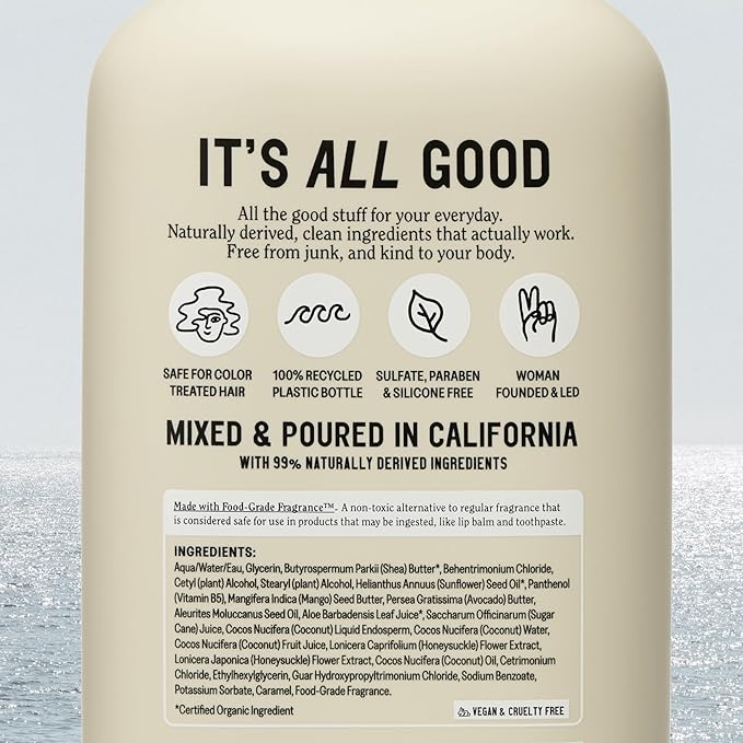 California Naturals Classic Clean Toasted Coconut Conditioner with Coconut Milk, Vitamin B5, Natural, Vegan, Paraben & Sulfate Free, Color Safe Conditioner, All Hair Types, 20 fl oz