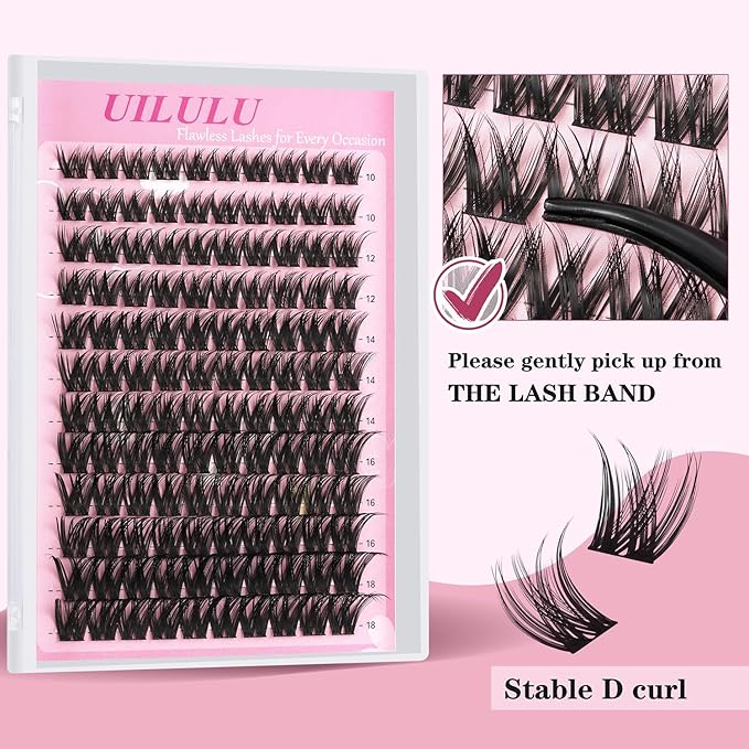 Lash Clusters 10-18mm Mix D Curl Eye Lashes Wispy Lash Clusters False Eyelash Clusters DIY Eyelash Extensions Individual Cluster Lashes (U13 Lash Only)