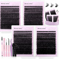 Wendy Lash Clusters Kit Packs: 980-Pcs, 60D, 80D, 80D, 100D, D Curl, 10-18mm Mixed, Cat Eye, Soft, Natural, Fluffy, DIY Eyelash, Individual, Eye lash clusters, Bulk Pack