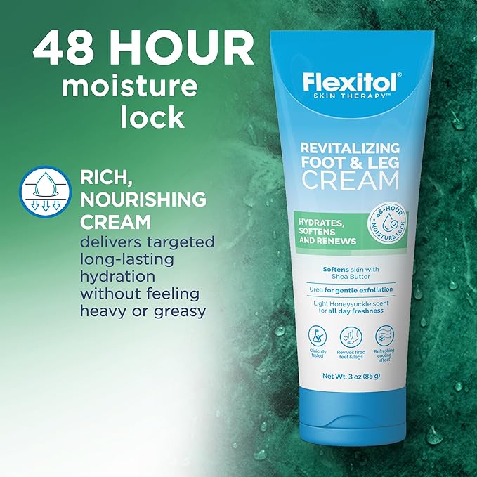 Flexitol Revitalizing Foot & Leg Cream, Intensive Hydration for Dry, Rough Feet and Legs, Fast-Absorbing Moisture Care, 3 oz