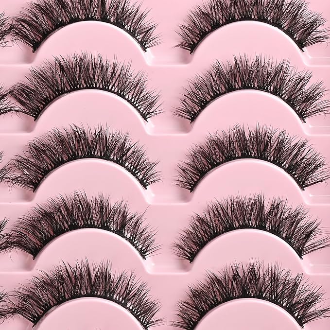 FARRED Lashes Natural False Eyelashes Wispy Fake Lash Strips 30 Pairs Cat Eye Mink Strip Eyelash Short Fluffy Easy Cateye Lashes for Beginners Demi Wispies Eye Lash Natural Looking for Daily Makeup