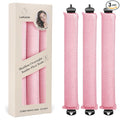 Luckybear Jumbo Heatless Hair Curler, 3pcs Pink Satin Flexi Rods - Heatless Curls, Soft Velvet Overnight Sleeping Curls Styling Tools for All Hair Types