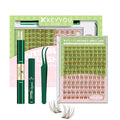 KEYYOU Venus Brown Lash Clusters Kit Fairy Lash Extension Kit C Curl 120Pcs Eyelash Extension Wispy Natural Invisible Band Lash with Waterproof DIY Lash Extension Kit at Home(Venus Brown-C-8-16MIX)
