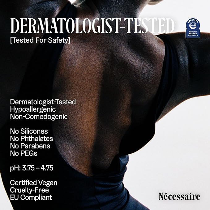 Nécessaire The Body Serum – Fragrance-Free Hyaluronic Acid Body Serum for Women+ Men. Niacinamide Firming Body Lotion – Fast-Absorbing for Sensitive + Eczema-Prone Skin. 50 ml/1.7 fl oz