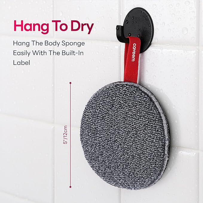 Caveem Exfoliating Body Scrubber, Bath and Body Scrub Buffer, Body Exfoliator for Remove Dead Skin, Gentle and Rough Lightweight Sponge for Shower (2 Pack)