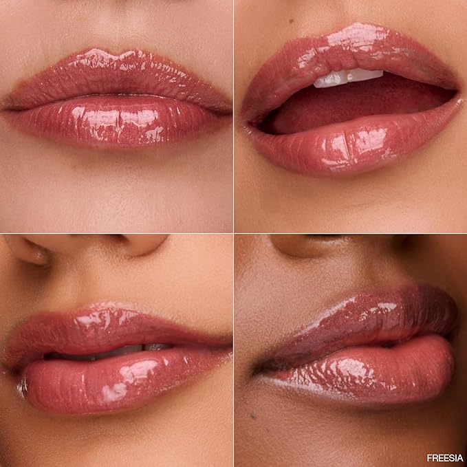 Ogee Glimmer Lip Gloss Trio - Limited Edition Holiday Makeup Gift Set - Includes Anemone, Poppy & Freesia - Certified Organic Lip Gloss for Women