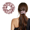 ZLYC 100% Mulberry Silk Scrunchie 19 Momme Gentle Creaseless Hair Tie for Women Dent-Free Ponytail Holder, 3.5cm Solid Pale Dusty Pink
