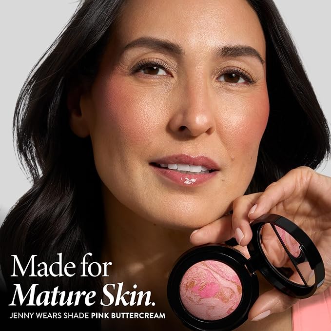 LAURA GELLER NEW YORK Baked Blush-n-Brighten for Mature Skin - 05 Pink Grapefruit - Powder Blush Won't Settle into Fine Lines - Buildable Natural Finish – Longlasting Formula - Made in Italy