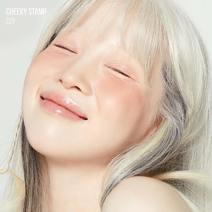 KAJA Blusher - Cheeky Stamp 01 Coy | Kbeauty, Cute Makeup, Buildable & Blendable Shade with Heart-shaped Applicator, Sunkissed Finish, Travel size, Hygienic, Portable, Korean Makeup, 0.17 Oz