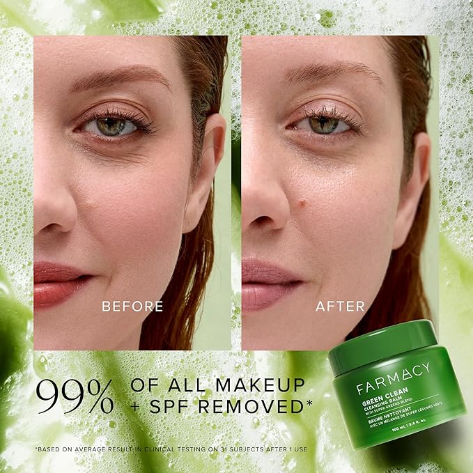 Farmacy Deep Double Cleanse Skincare Gift Set - Green Clean Makeup Remover Cleansing Balm & Whipped Foaming Face Wash for Oily Skin - Melts Away Makeup & Helps Promote Healthy Skin (2 Count)
