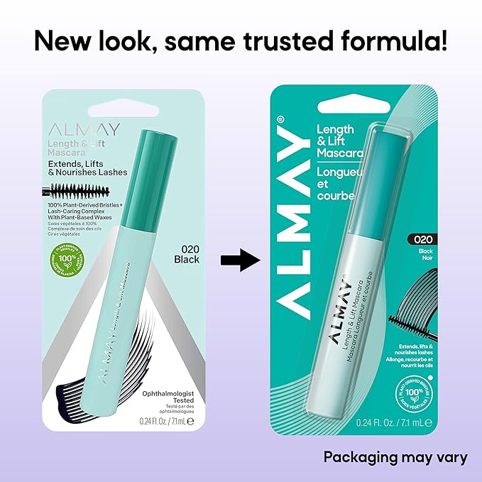 Almay Lengthening Mascara, Volume & Lift, Eye Makeup, Hypoallergenic and Fragrance Free (Packaging May Vary), 030 Black, 0.24 fl oz