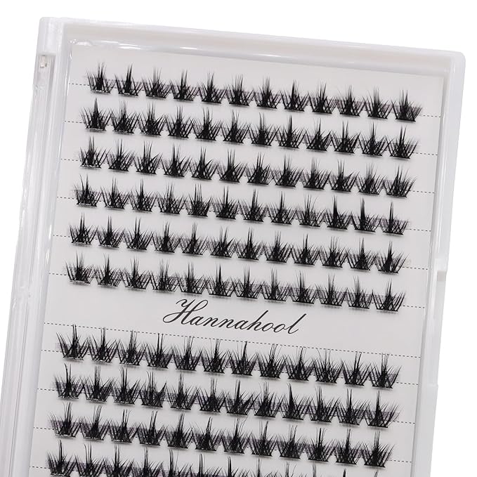 12rows-Large Tray Mixed 8-10-12-14-16mm/Mixed 14-15-16mm/Mixed14mm-16mm/Mixed 18-20mm Wide Stem Individual False Eyelashes Dramatic Black Cluster Eyelashes (MY008-10-12MM MIX)