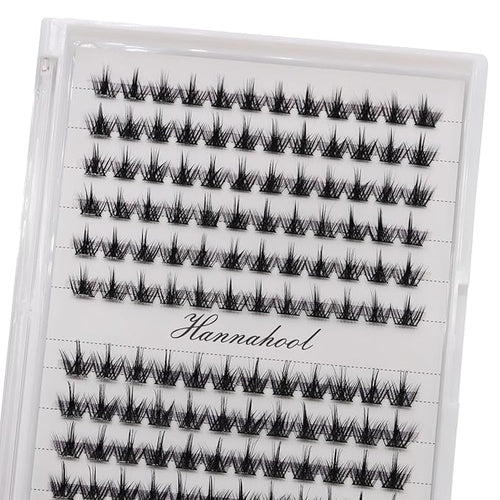 12rows-Large Tray Mixed 8-10-12-14-16mm/Mixed 14-15-16mm/Mixed14mm-16mm/Mixed 18-20mm Wide Stem Individual False Eyelashes Dramatic Black Cluster Eyelashes (MY008-10-12MM MIX)
