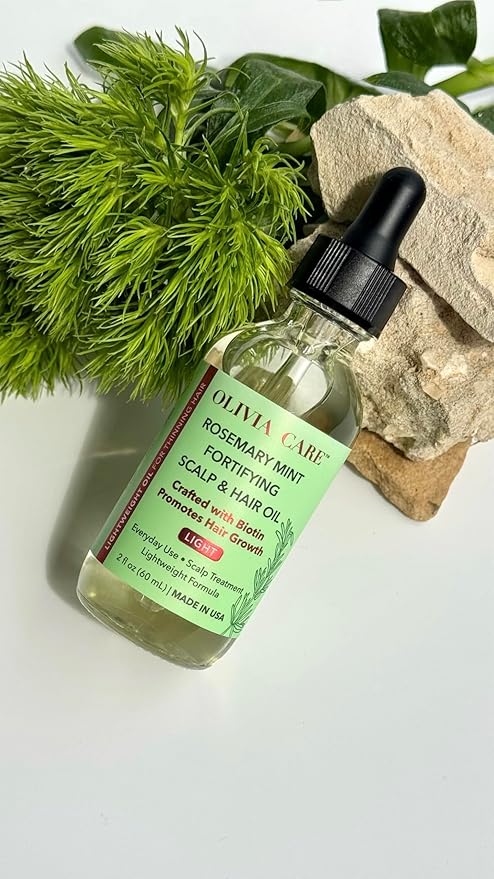 Olivia Care Rosemary Oil for Hair Growth - Rosemary & Mint with Biotin, Fortifying Scalp and Hair Treatment to Aid Hair Growth, Made in USA. (2 Fl Oz (60 mL), Light Rosemary Mint)