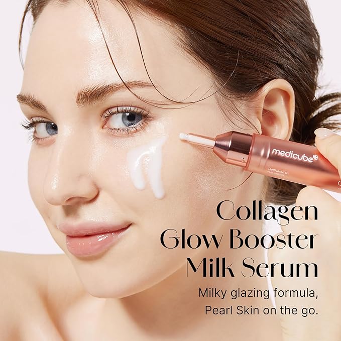 Medicube Collagen Glow Booster Milk Serum - Twist & Click - Radiance & Hydration with Niacinamide, Milk Protein Extract, Hydrolyzed Collagen - Illuminates & Firms Skin - Korean Skin Care, 0.50 oz