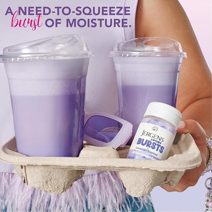 Jergens Lavender Lotion Bursts, Squishy Star-Shaped Moisturizer Bursts, 38 Ct (Pack of 12)