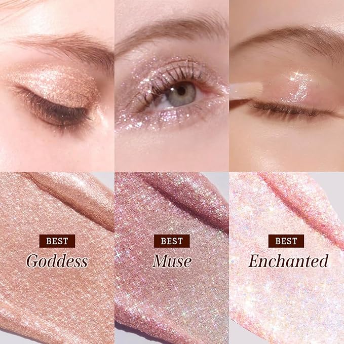 DEARDAHLIA Paradise Shine Eye Sequins (Actress) - Lightweight Liquid Glitter Eyeshadow, Minimal Fallout, High-Shine Pearl Finish, Lightweight, Blendable, Vegan Korean Eye Makeup. 0.14 oz