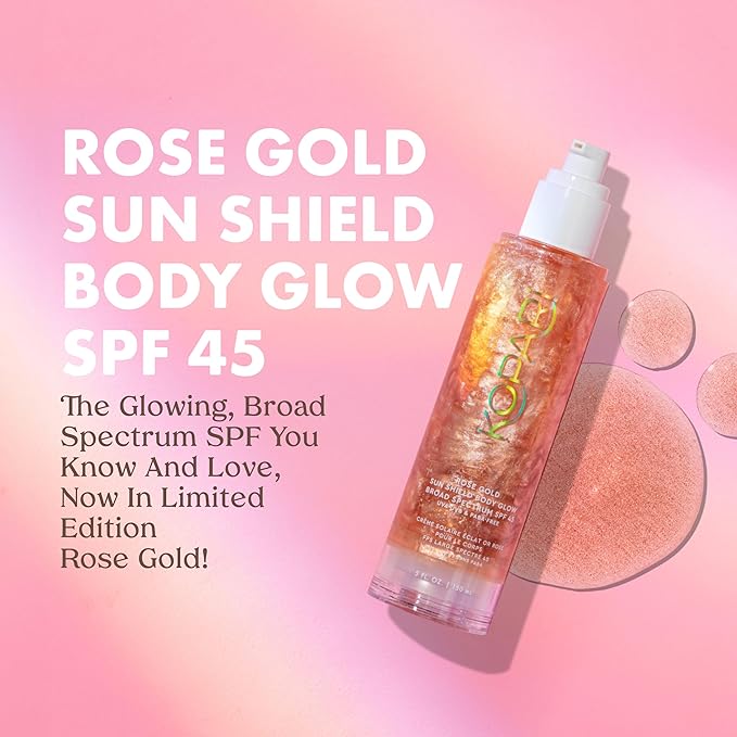 Kopari Summer Shield SPF Vault - Includes Rose Gold Sun Shield Body Glow SPF 45, Rose Gold Sunglaze Sheer Body Mist SPF 42, Sunglaze Sheer Setting Mist SPF 50, Sun Shield On-The-Glow Sheer Stick SPF 4