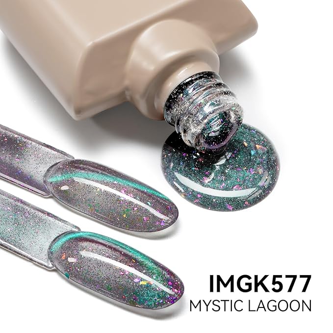 MAYCHAO 15ML Mystic Lagoon Cat Eye Gel Nail Polish 1Pc Cat Eye Gel Polish with Magnet Soak off Holographic Magnetic Nail Polish for Nail Art Manicure Salon DIY at Home, 0.5 OZ