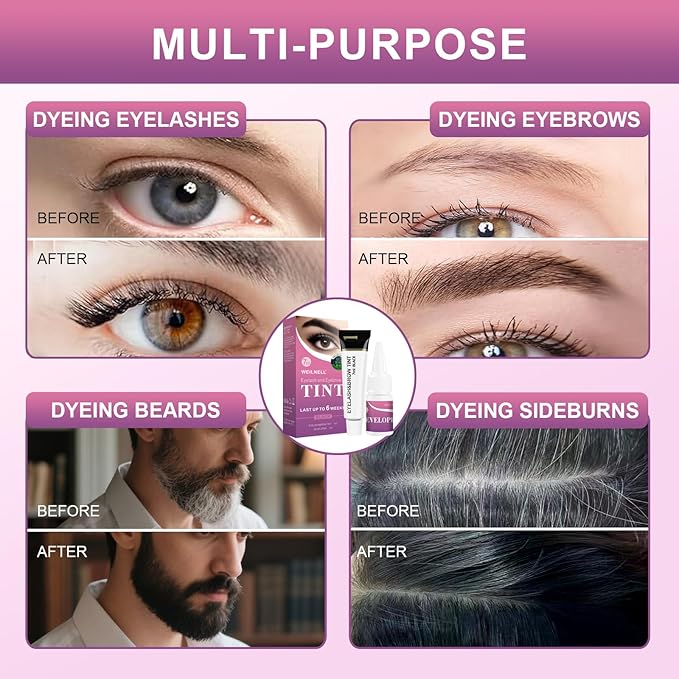 Eyelash & Eyebrow Color Kit, Professional Instant Black Lash & Brow Color Kit, Eye Lash & Eye brow Coloring Set with Natural Bushy Results, Easy to Use & Salon at Home 7ml (Black)
