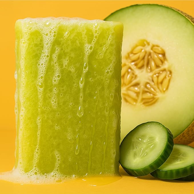 T.Taio Esponjabon Soap Sponge - Cleansing Shower Scrubber - Cleaning Bath Wash Scrub - Oil Removal - Massage & Lather Foot, Elbow, & Face - Bathroom Accessories - Cucumber & Melon Soap