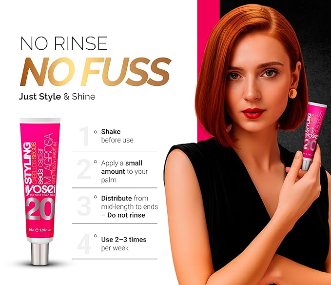 Professional Miracle Hair Silk No. 20 – Anti-Frizz Leave-In Hair Silk Serum for Dry & Damaged Hair | Frizz Control, Hydration & Satin Shine Finish – 50 ml
