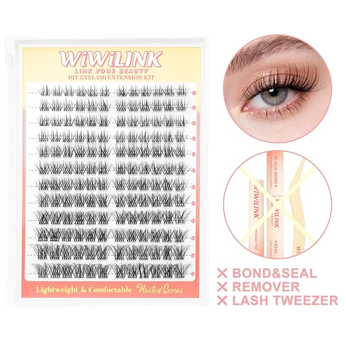 Lash Clusters Aura Wispy DIY Lash Extension 8-16mm Natural Eyelash Clusters D Curl Individual Eye Lashes Invisible Band False Eyelashes Cluster Eyelash Extensions Thin Clear Band