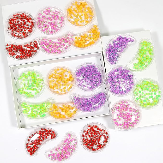 4PCS Gel Eye Ice Pack Set, Cold & Hot Compress, Reusable Cooling Gel Pads for Strain Relief, Relaxation, SPA and Sleep (4 Lemons)