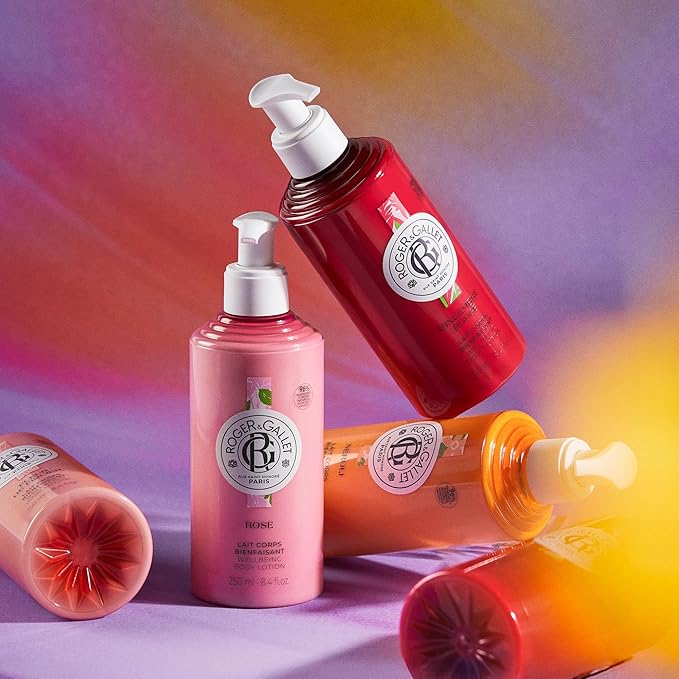 ROGER & GALLET Wellbeing Body Lotion – Lightweight Hydrating Body Moisturizer with Shea Butter & Natural Orange Blossom Extract – Fast Absorbing, Non-Greasy Daily Lotion (Gingembre Rouge | 8.4 oz)