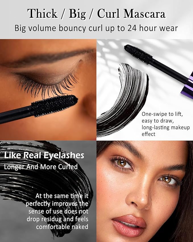 Green Waterproof Mascara & Eyeliner, 5D Silk Fiber Lash Extension Colored Tube Mascara Volume and Length,Long-Lasting Smudge-Proof Volumizing Colorful Máscara and Liquid Eyeliner Pen Set for Women
