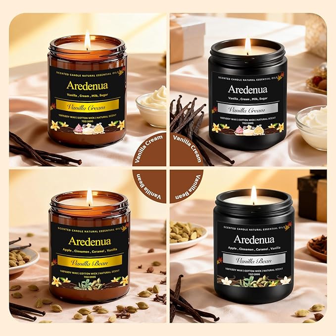 Vanilla Cream Odor Eliminating Candles – Home Air Freshener Soy Candles for Removing Pet, Kitchen & Bathroom Odors, Fresh Air Vanilla Scented Candle, Long-Lasting Candle Gift for Smell Removal